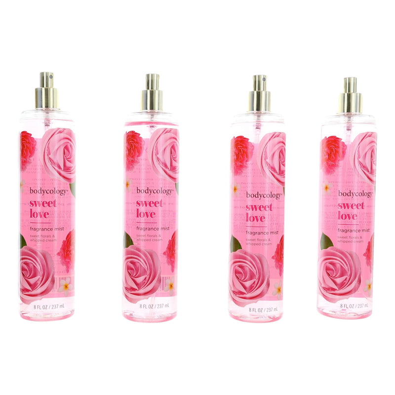 Bodycology Sweet Love Fragrance Mist for Women 4-Pack of 8 oz