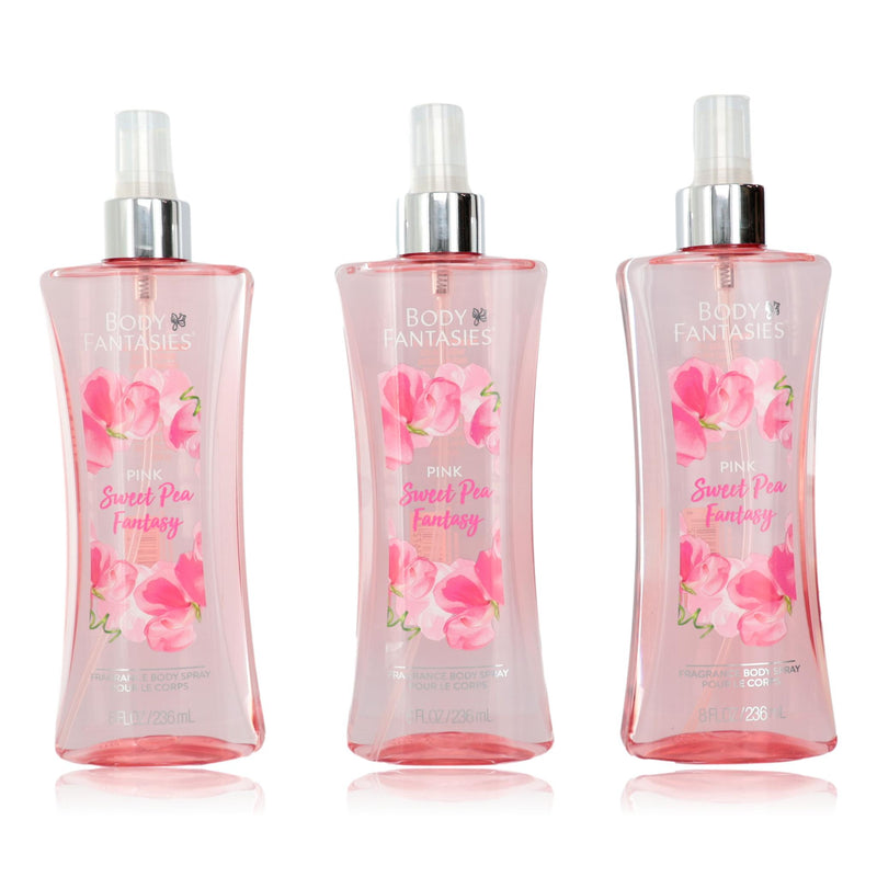 Parfums De Coeur Pink Sweet Pea Fantasy Fragrance Body Spray for Women 3-Pack 8 oz