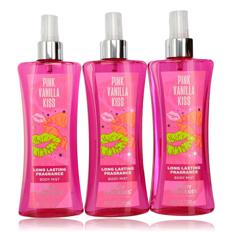 Parfums De Coeur Pink Vanilla Kiss Fantasy Fragrance Body Spray for Women 3-Pack of 8 oz