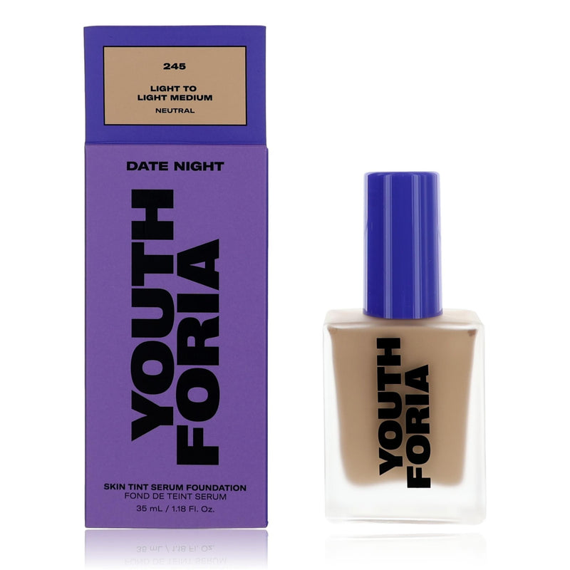 Youthforia Date Night Skin Tint Serum Foundation 245 Light To Light Medium 1.18 oz