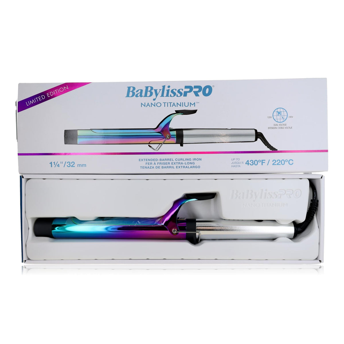 BaBylissPRO Nano Titanium Extended Barrel Curling Iron 1 1/4"