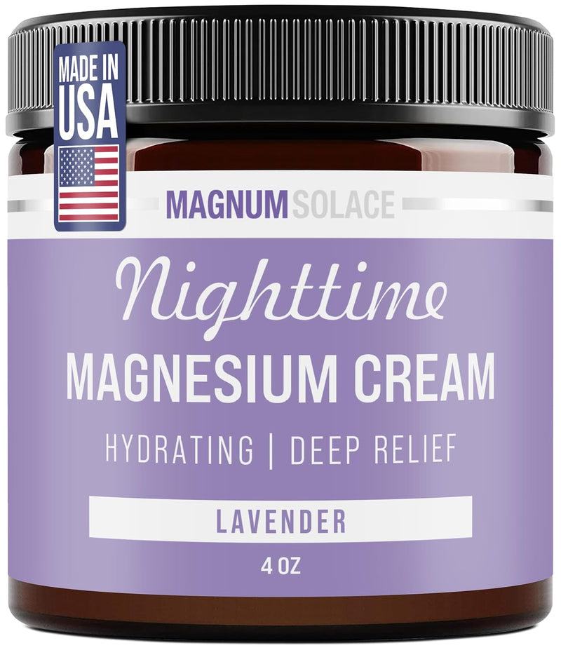 Magnum Solace Nighttime Magnesium Cream Lotion Lavender 4 oz