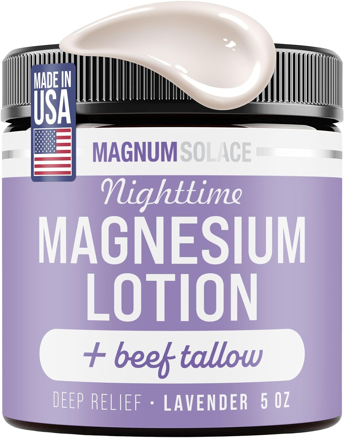 Nighttime Magnesium Lotion with Beef Tallow, 5 oz Lotion Lavender