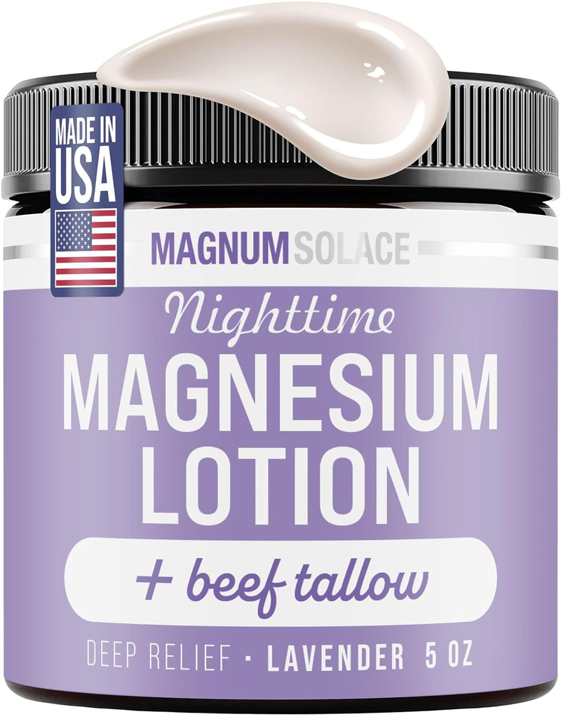 Nighttime Magnesium Lotion with Beef Tallow, 5 oz Lotion Lavender